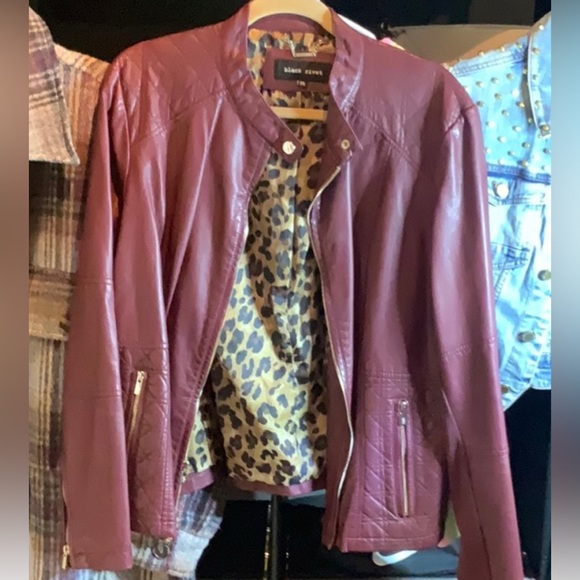 Black Rivet Deep Red Vegan Leather Jacket - Picture 1 of 5